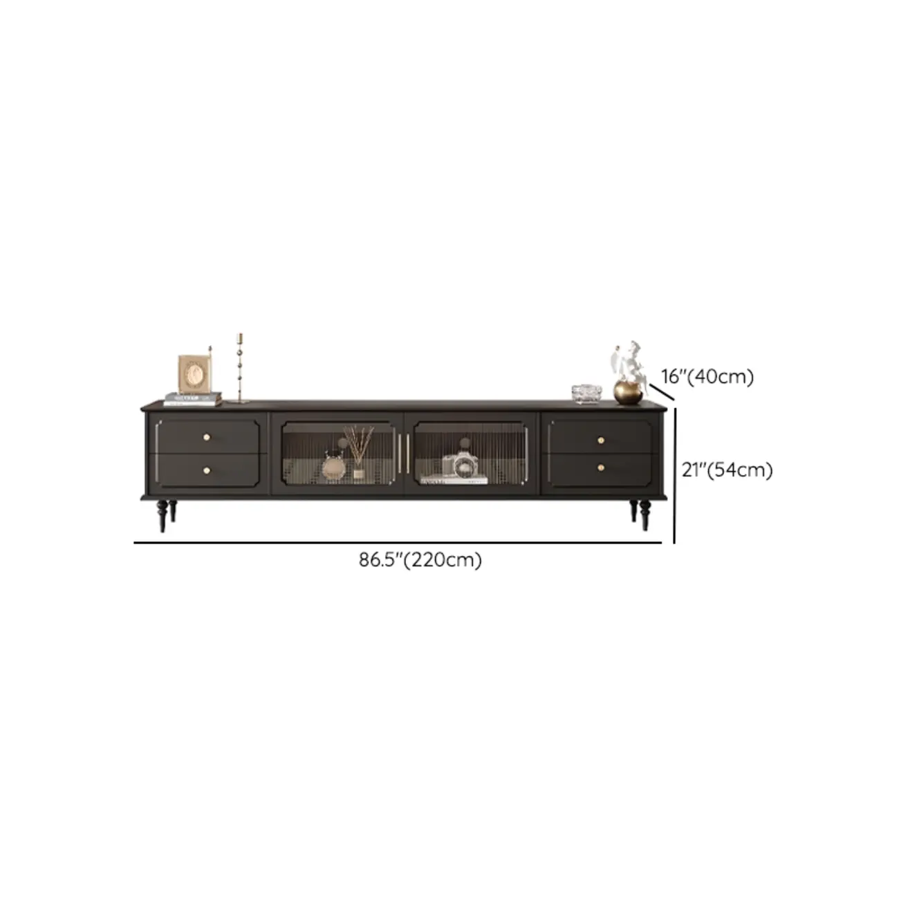 Wooden French Country TV Stand with Black Finish | homeyfad