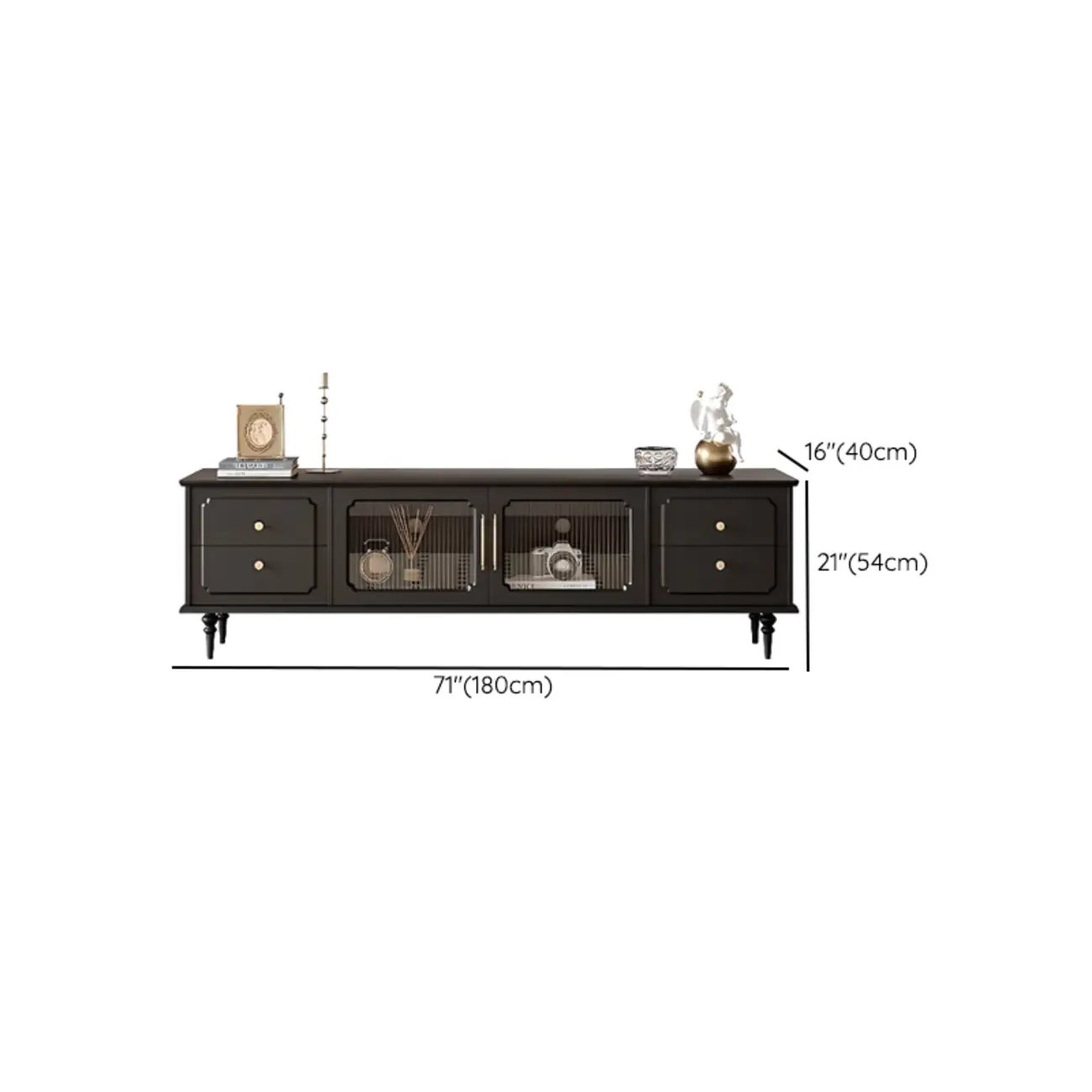 Wooden French Country TV Stand with Black Finish | homeyfad