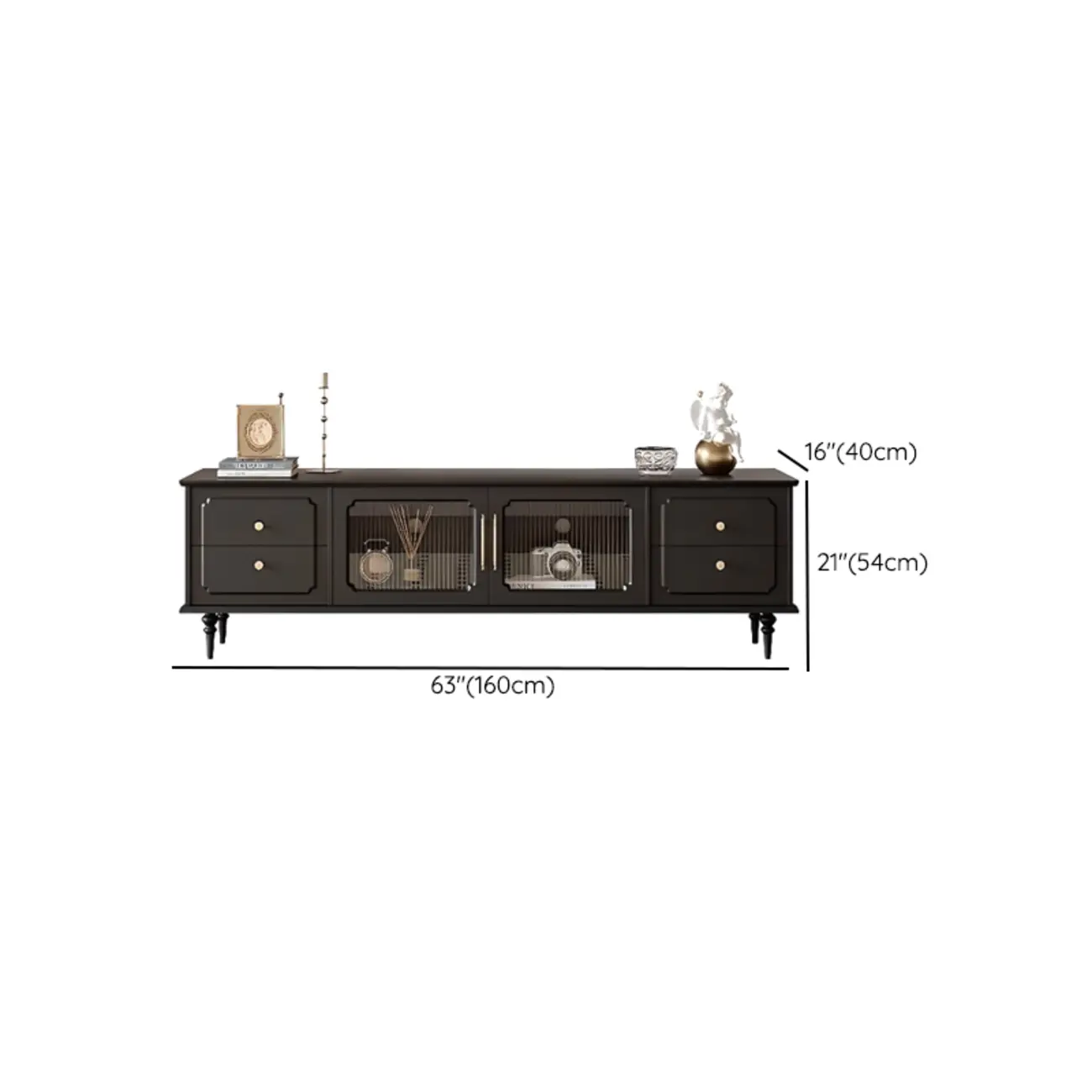 Wooden French Country TV Stand with Black Finish | homeyfad