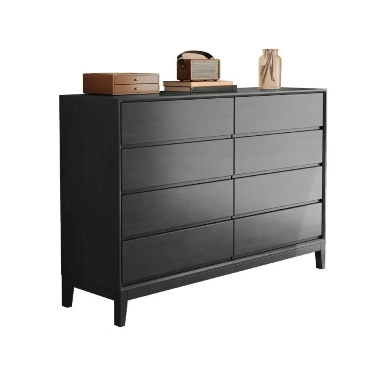 Simplistic Natural Wood 4-Tier Living Room Storage Chests Image - 4