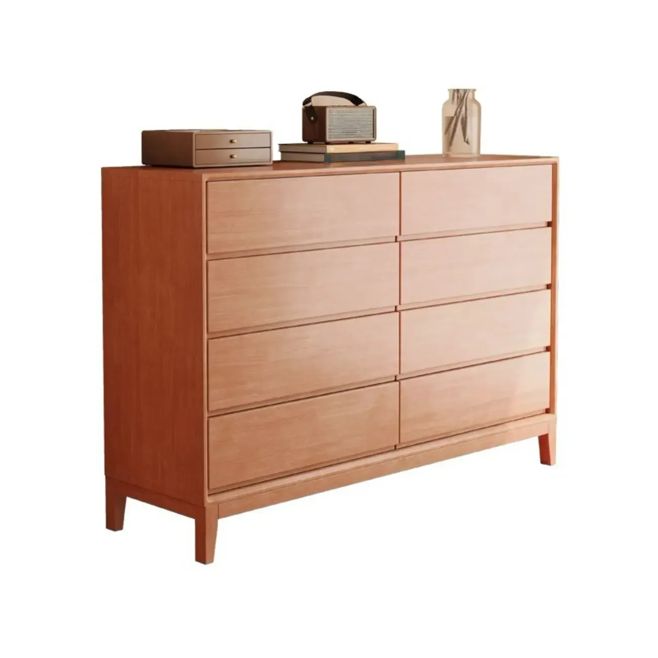 Simplistic Natural Wood 4-Tier Living Room Storage Chests Image - 6