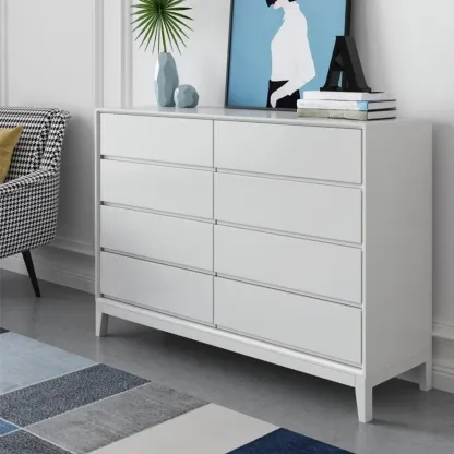 Simplistic Natural Wood 4-Tier Living Room Storage Chests Image - 7