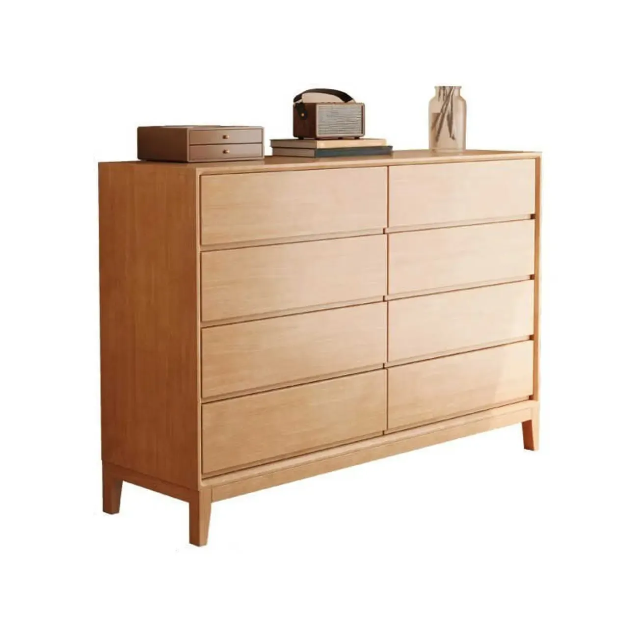 Simplistic Natural Wood 4-Tier Living Room Storage Chests Image - 9