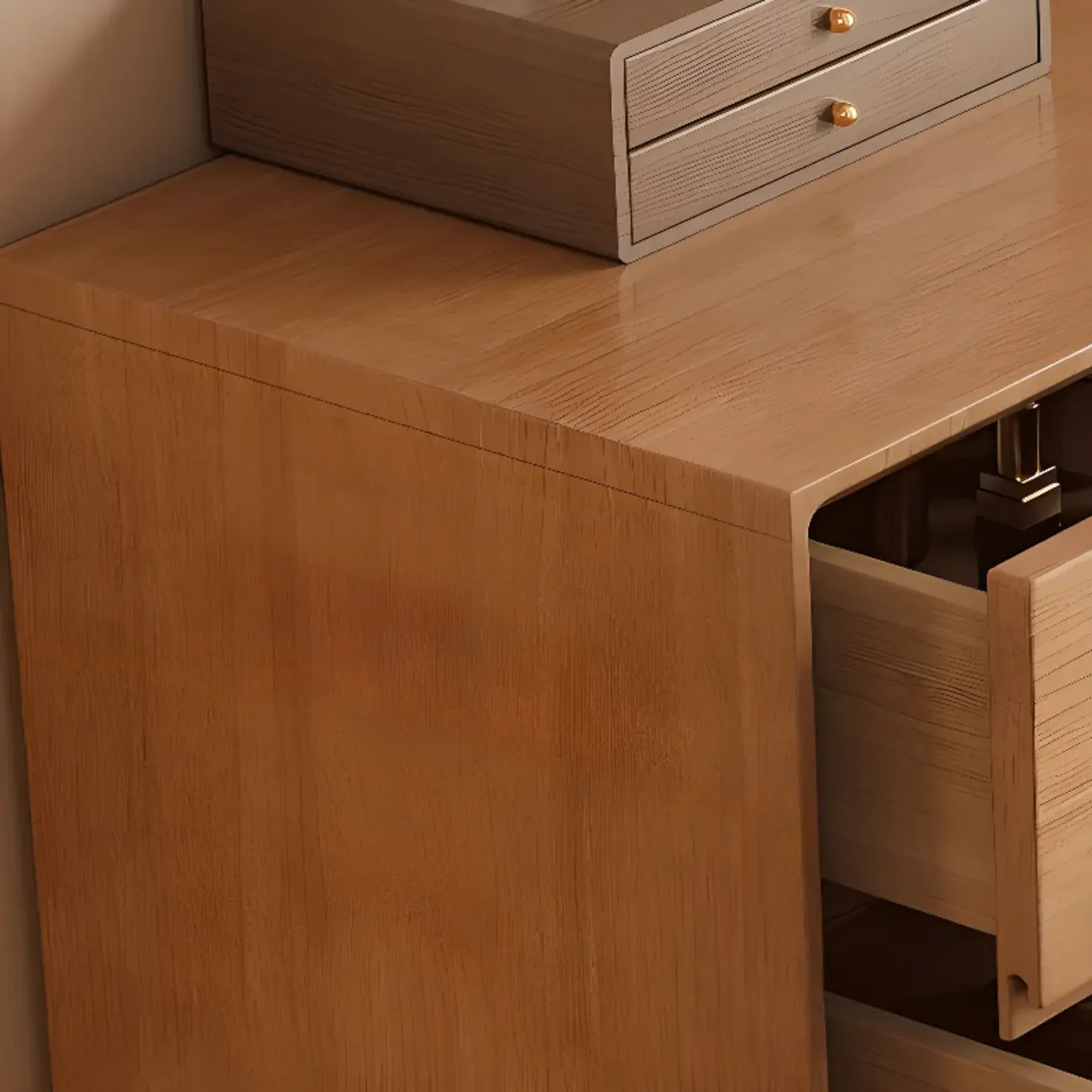 Simplistic Natural Wood 4-Tier Living Room Storage Chests Image - 12