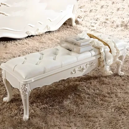 Victorian Button-Tufted Upholstered Entryway Benches Image - 1