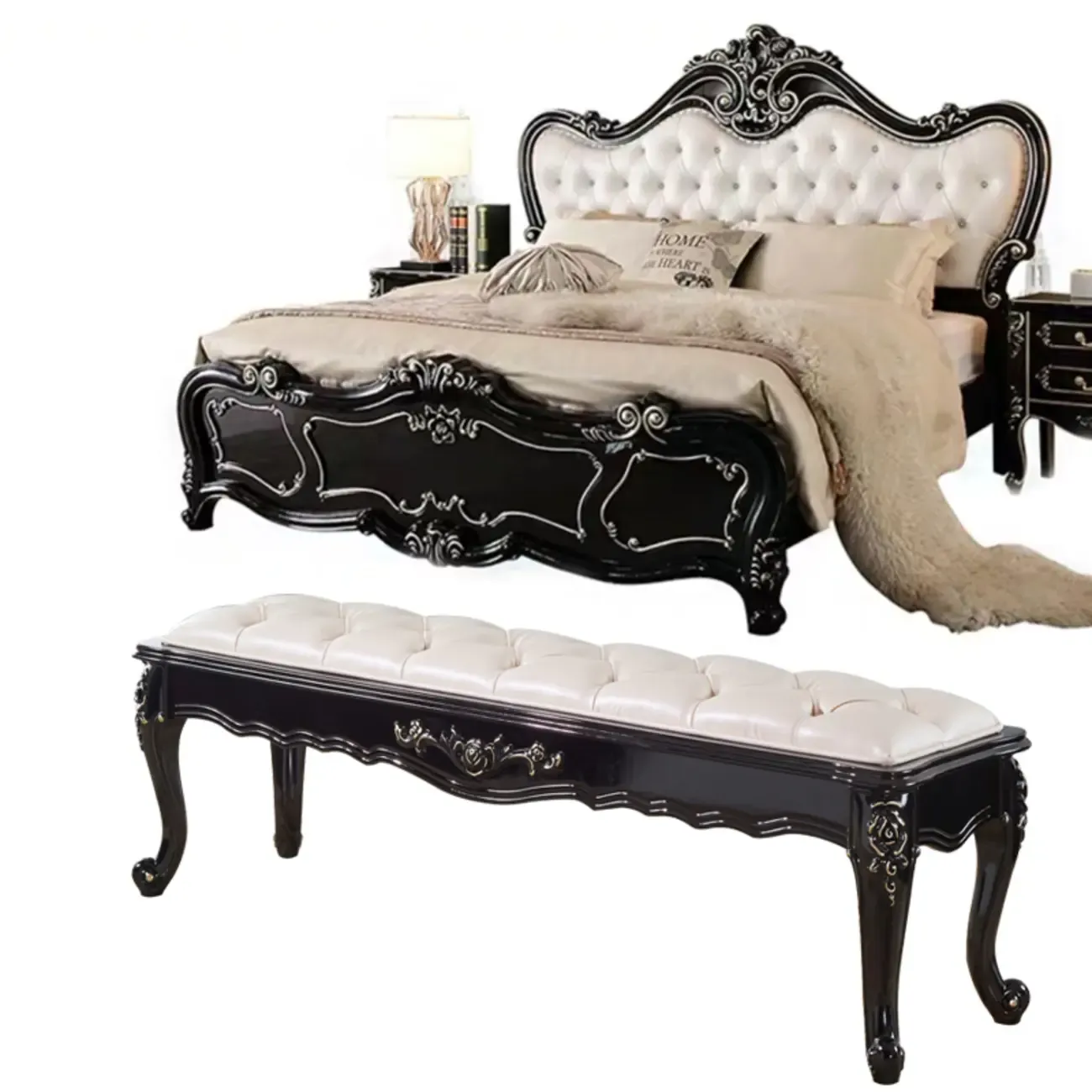 Victorian Button-Tufted Upholstered Entryway Benches Image - 6