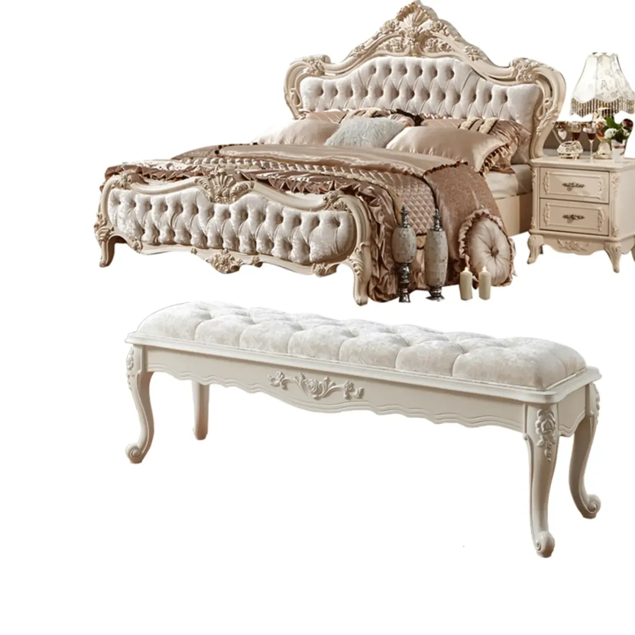 Victorian Button-Tufted Upholstered Entryway Benches Image - 12