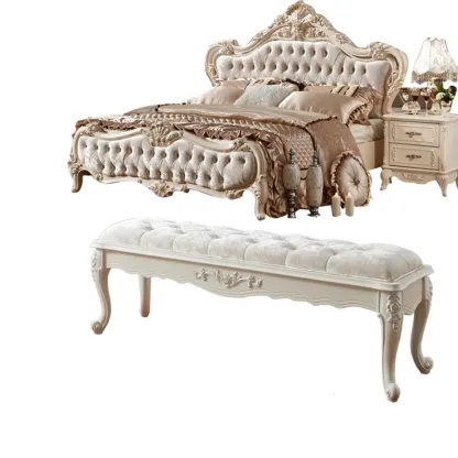 Victorian Button-Tufted Upholstered Entryway Benches Image - 12