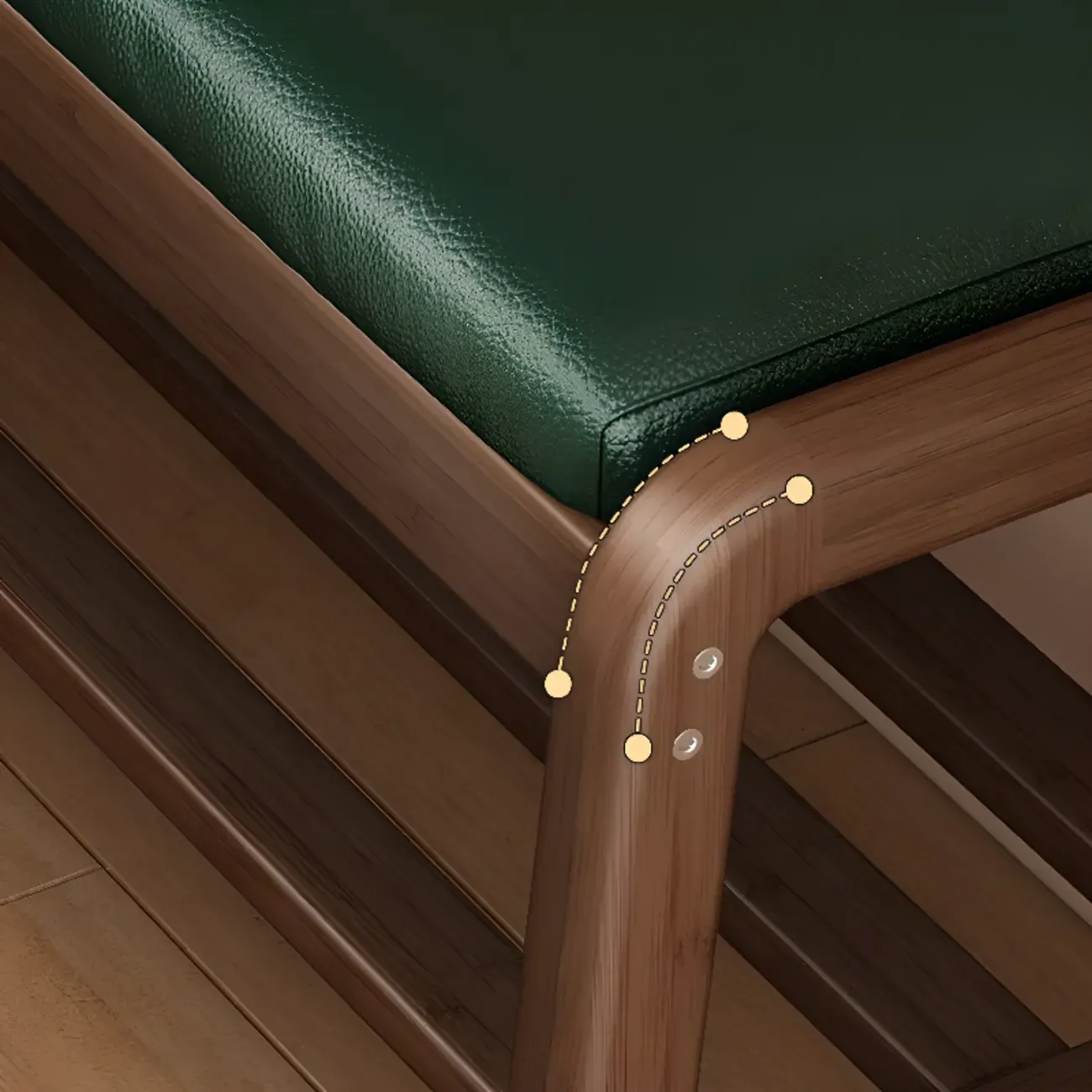 Modern Upholstered Natural Wooden Bench with Shoe Storage Image - 10