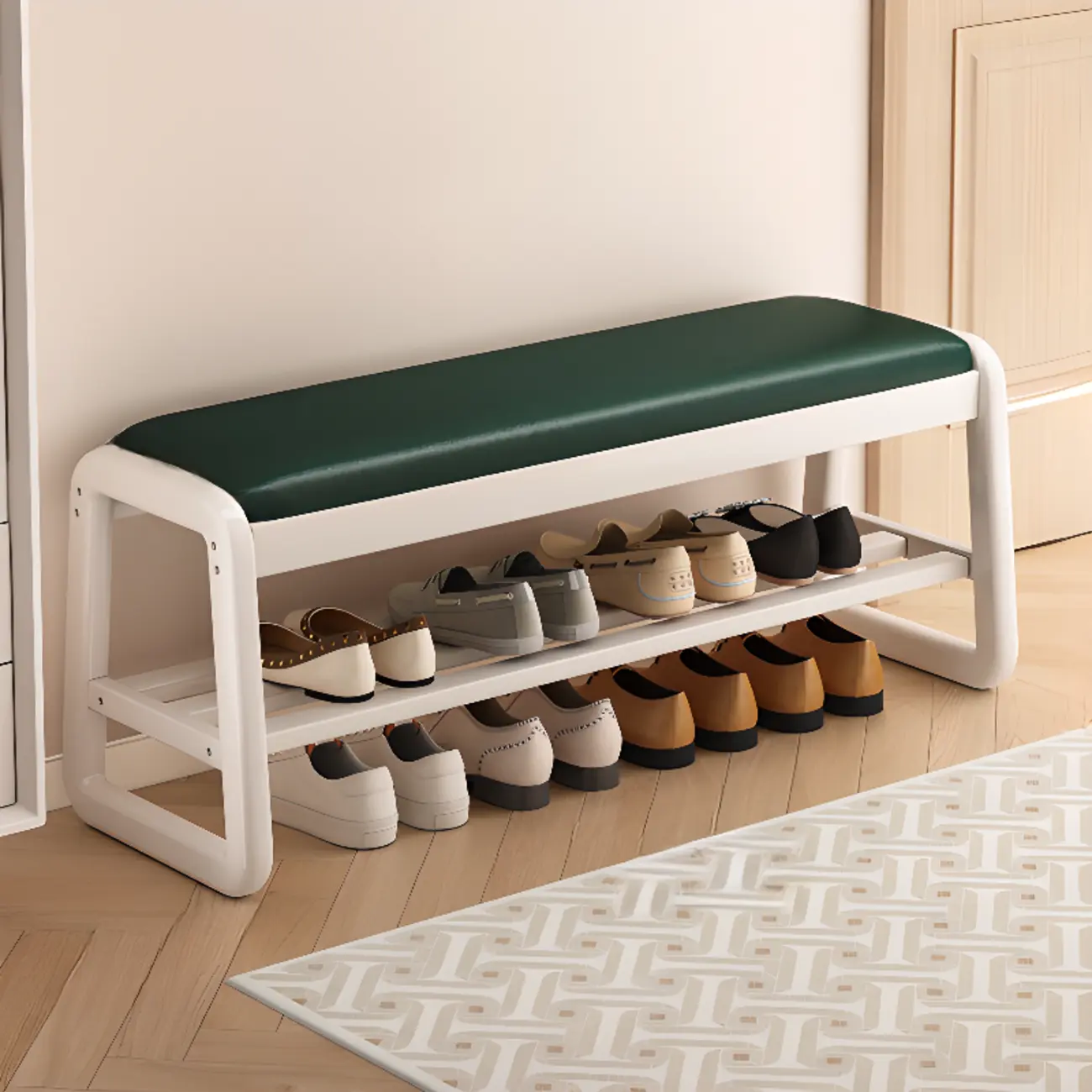 Modern Upholstered Natural Wooden Bench with Shoe Storage Image - 28 | homeyfad