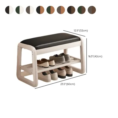 Modern Upholstered Natural Wooden Bench with Shoe Storage #size