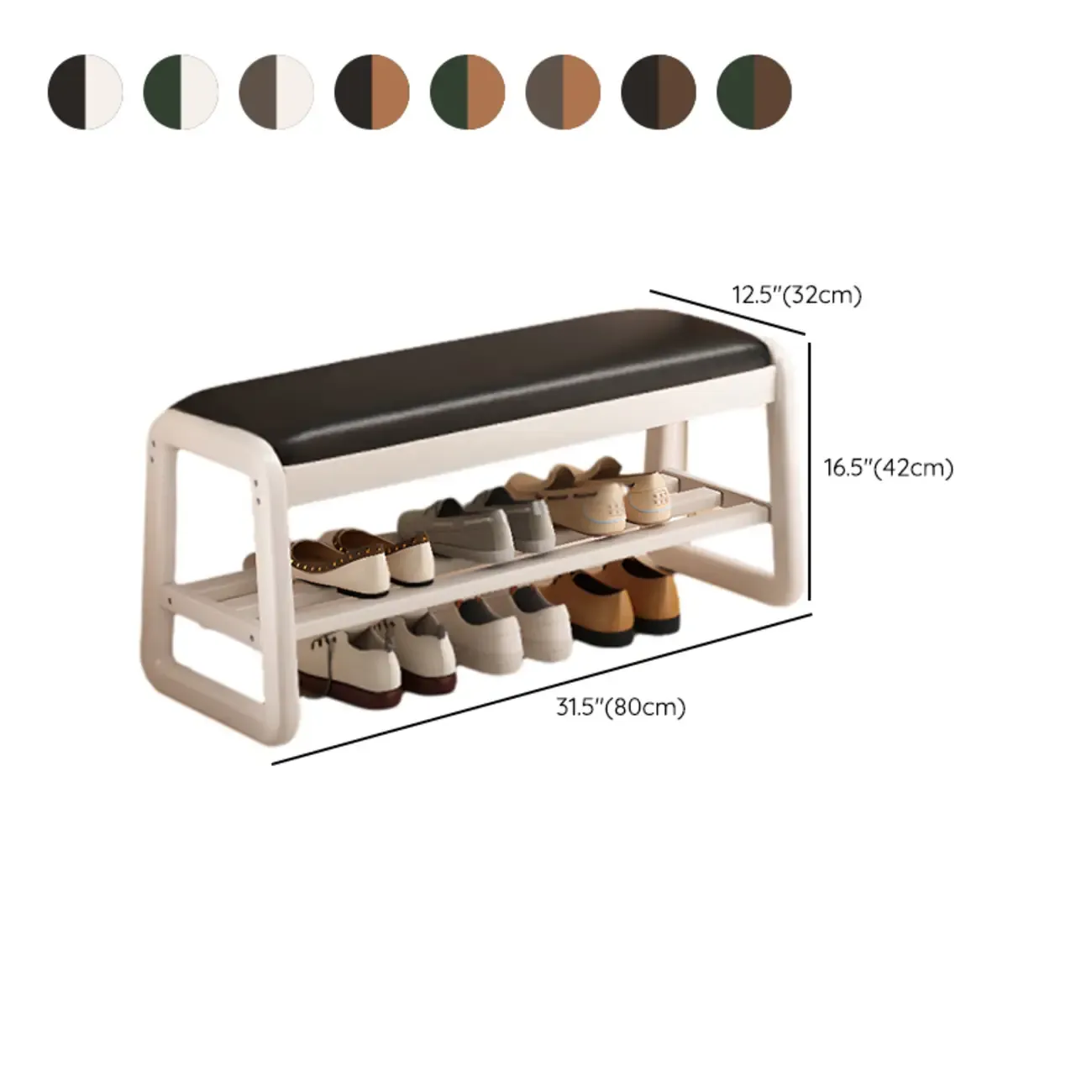 Modern Upholstered Natural Wooden Bench with Shoe Storage Image - 37