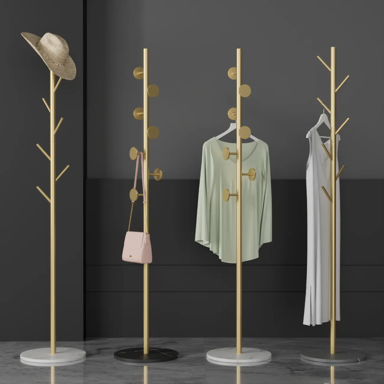 Glam Modern Freestanding Coat Rack with Hooks Image - 1 | homeyfad