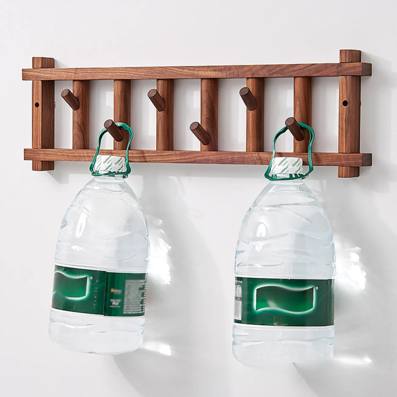 Scandinavian Dark Walnut Wall-Mounted Wooden Coat Rack Image - 2 | homeyfad