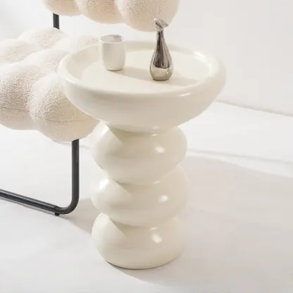 Minimalist Fiberglass Round End Table for Modern Living Room Image - 1