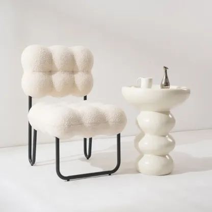 Minimalist Fiberglass Round End Table for Modern Living Room Image - 2