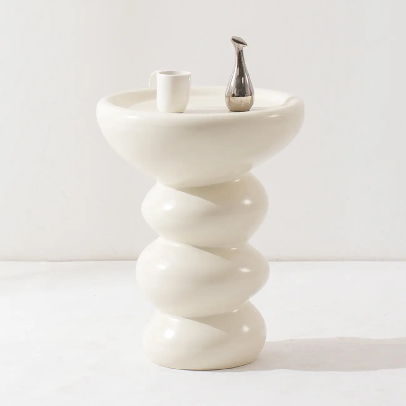 Minimalist Fiberglass Round End Table for Modern Living Room Image - 3 | homeyfad