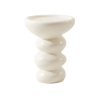 Minimalist Fiberglass Round End Table for Modern Living Room Image - 6