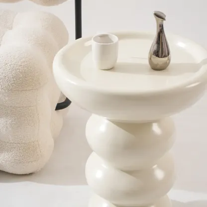 Minimalist Fiberglass Round End Table for Modern Living Room Image - 7