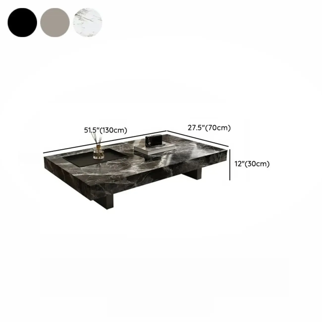 Modern Stone Black Rectangular Metal Base Table Image - 9