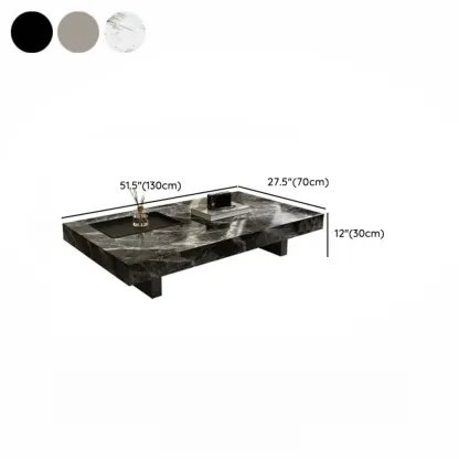 Modern Stone Black Rectangular Metal Base Table Image - 9