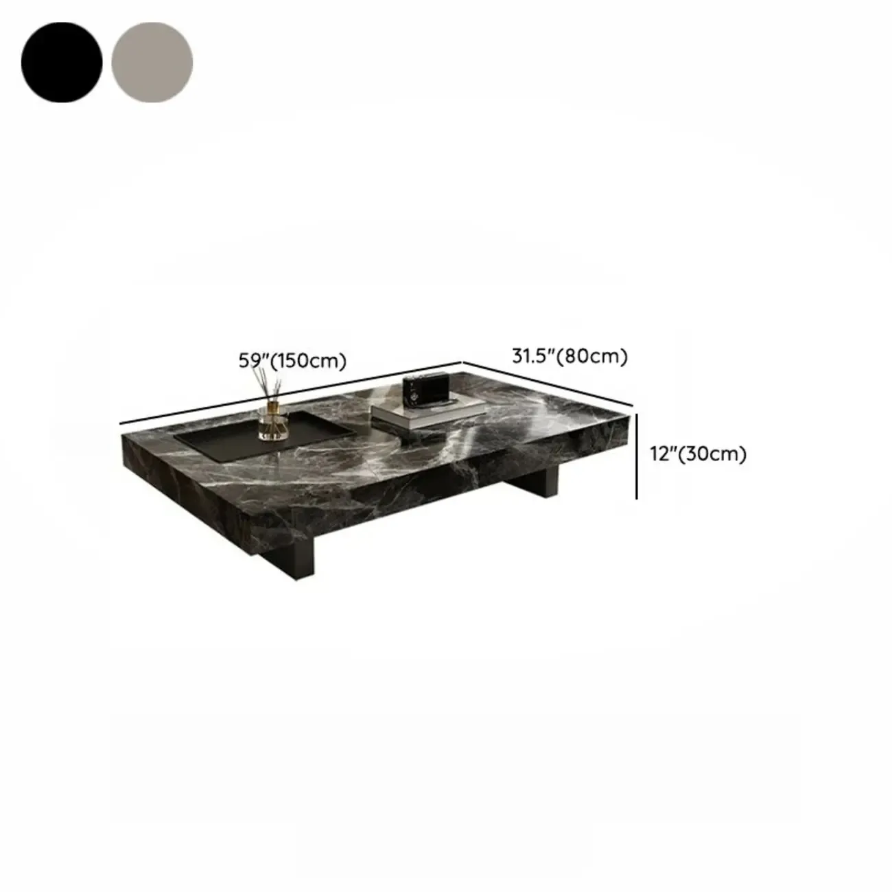Modern Stone Black Rectangular Metal Base Table Image - 11