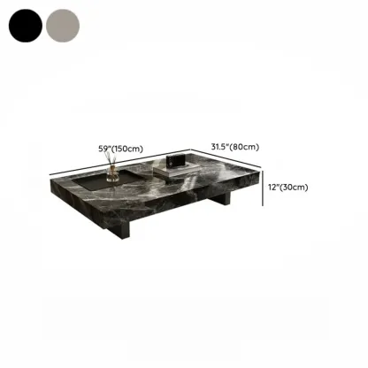 Modern Stone Black Rectangular Metal Base Table Image - 11
