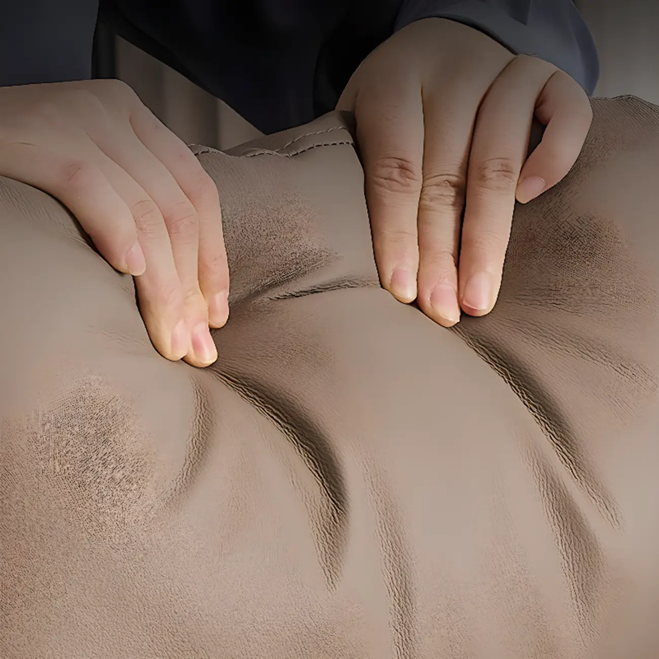 Ergonomic Beige Leather Reclining Office Chair Image - 8 | homeyfad