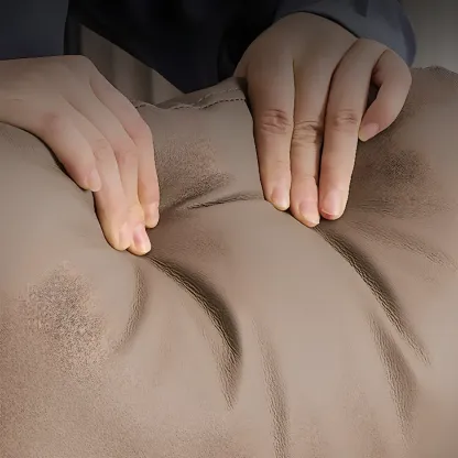 Ergonomic Beige Leather Reclining Office Chair Image - 8