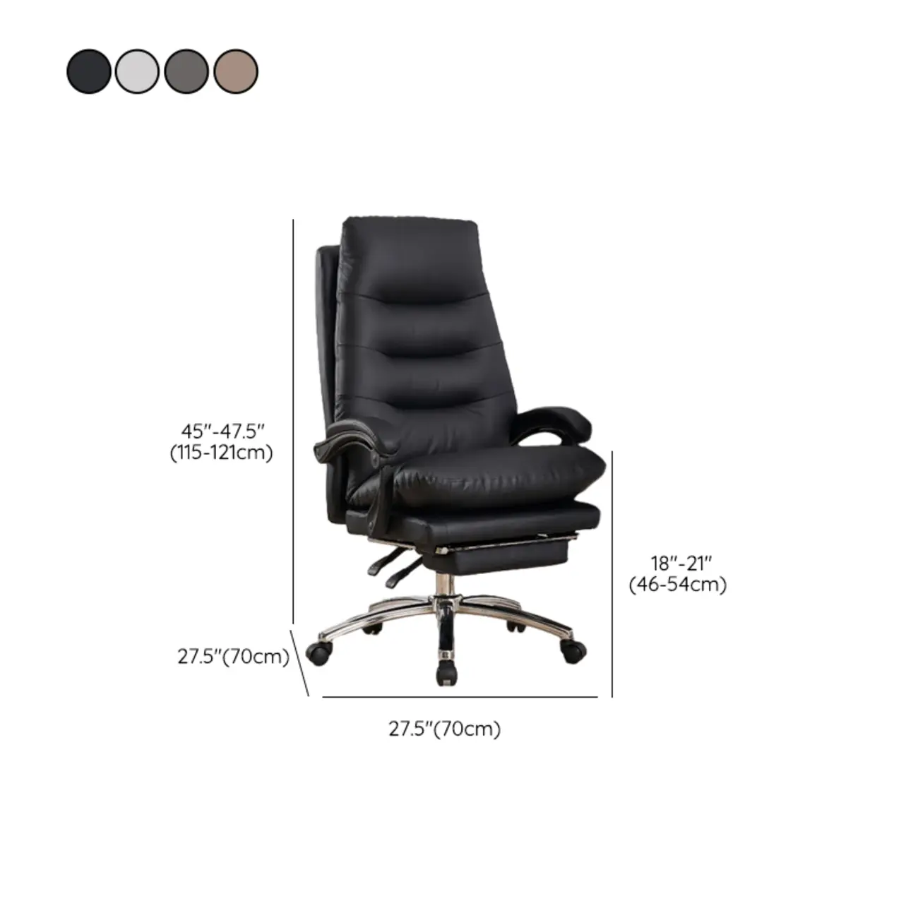 Ergonomic Beige Leather Reclining Office Chair #size
