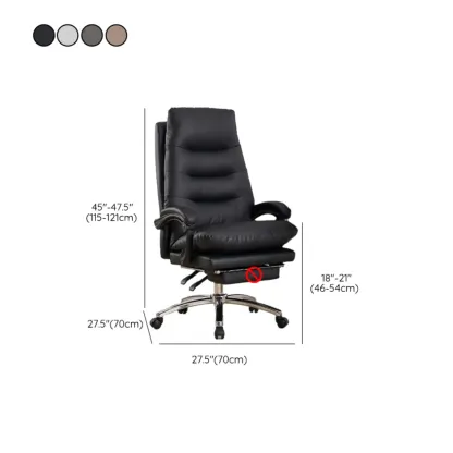 Ergonomic Beige Leather Reclining Office Chair Image - 18