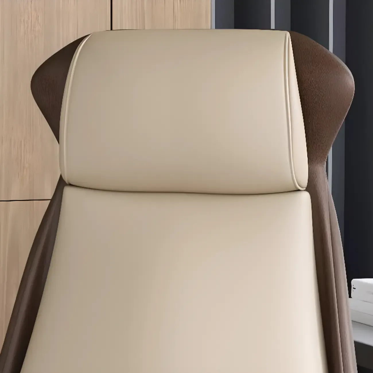 Modern White Orange Leather Ergonomic Executive Office Chair Image - 8