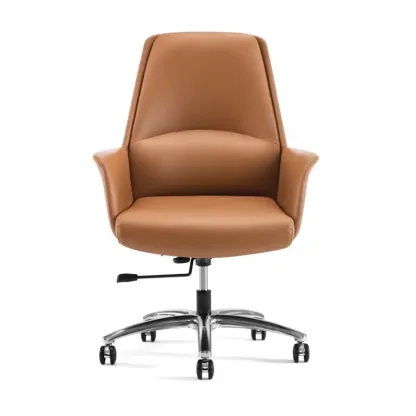 Modern White Orange Leather Ergonomic Executive Office Chair Image - 11