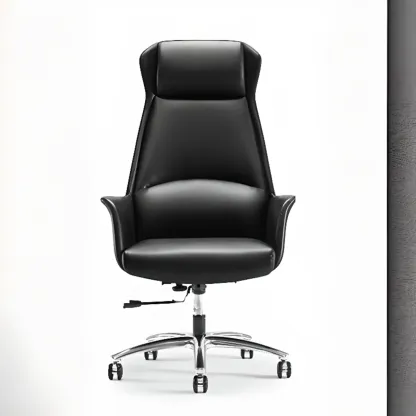 Modern White Orange Leather Ergonomic Executive Office Chair Image - 12