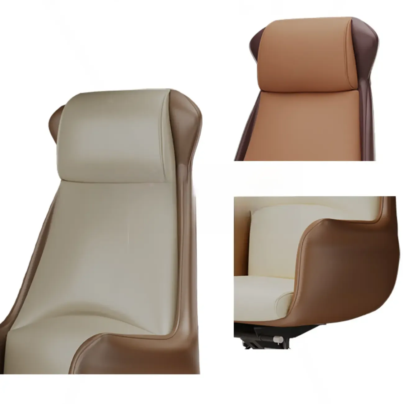 Modern White Orange Leather Ergonomic Executive Office Chair Image - 14