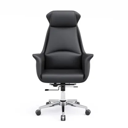 Modern White Orange Leather Ergonomic Executive Office Chair Image - 18