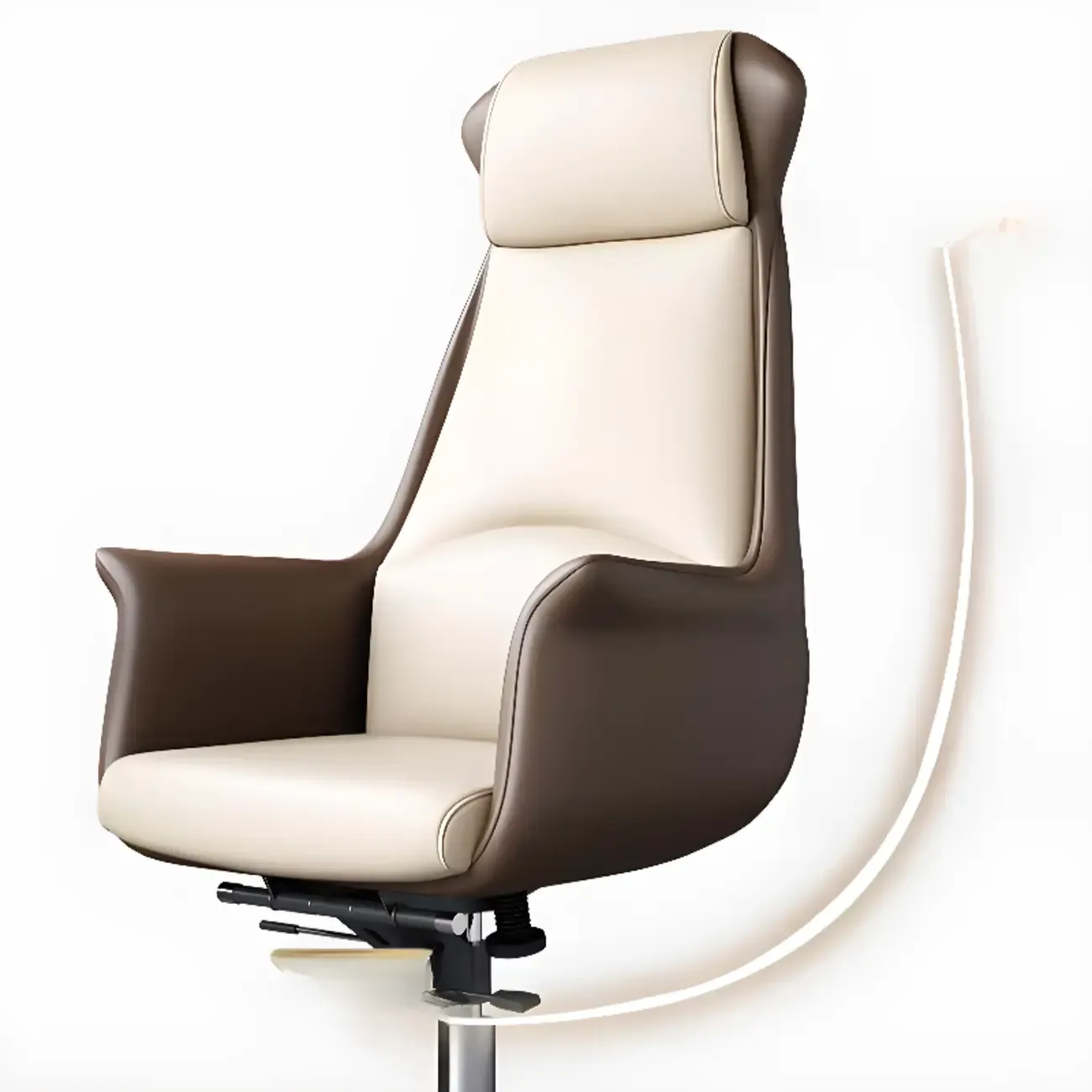 Modern White Orange Leather Ergonomic Executive Office Chair Image - 19