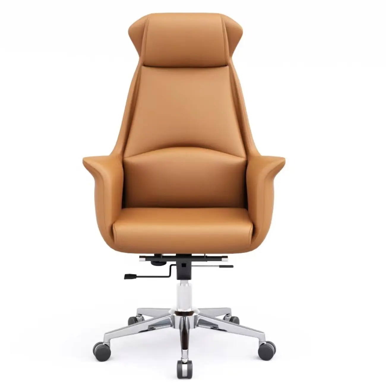 Modern White Orange Leather Ergonomic Executive Office Chair Image - 20 | homeyfad