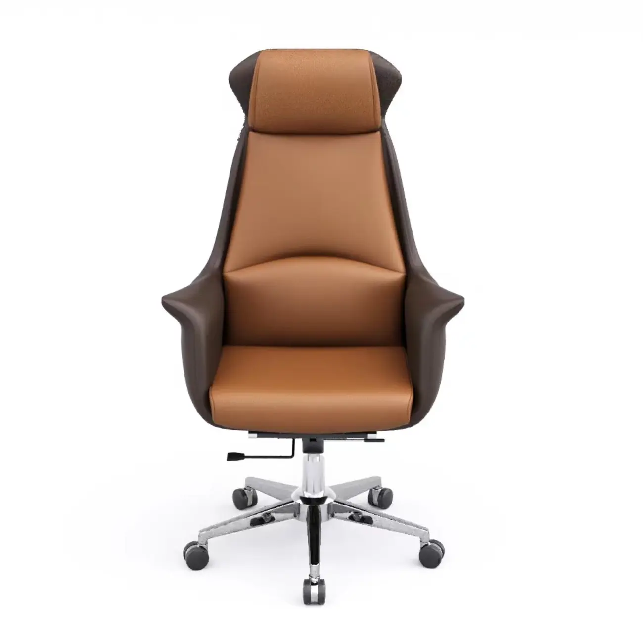 Modern White Orange Leather Ergonomic Executive Office Chair Image - 22 | homeyfad