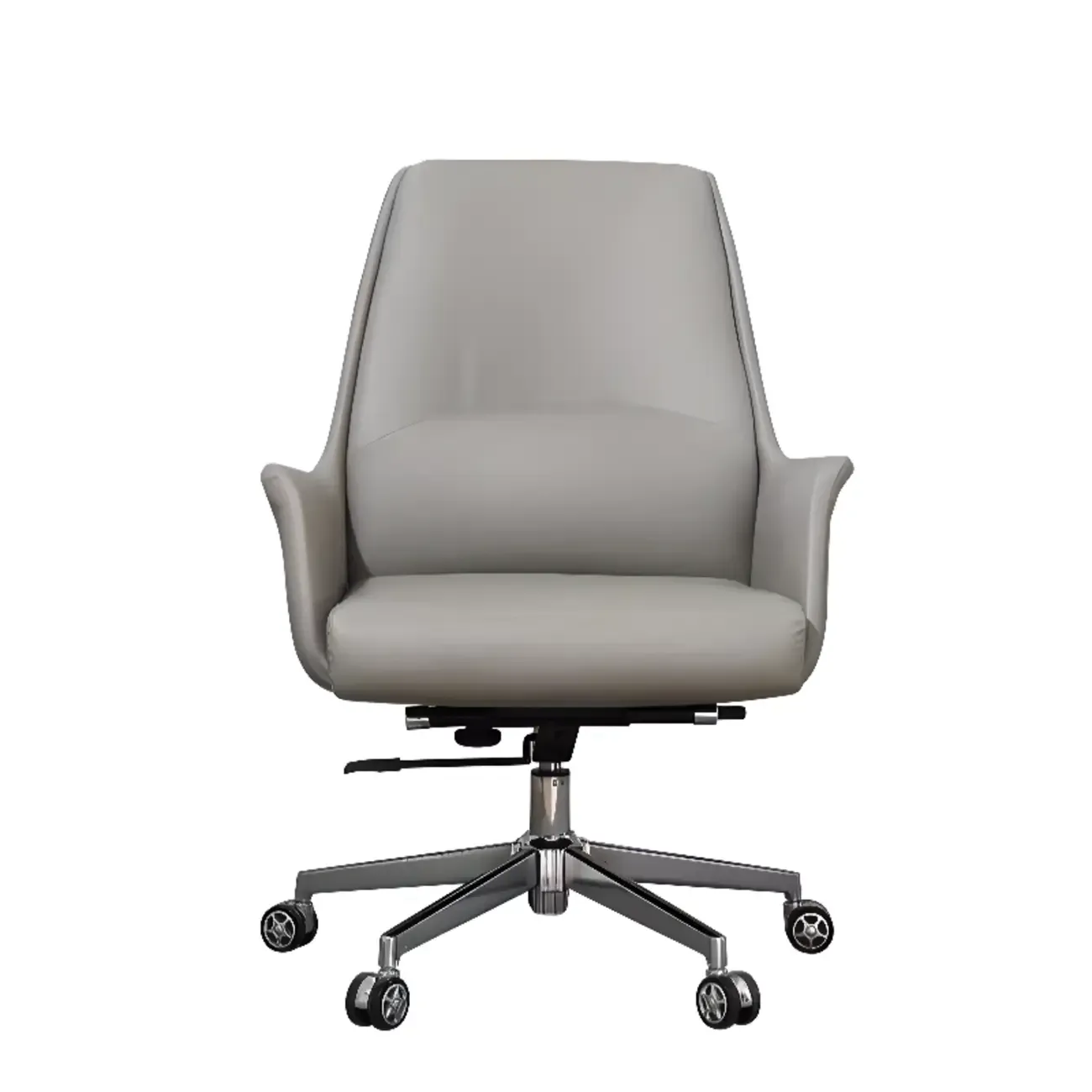 Modern White Orange Leather Ergonomic Executive Office Chair Image - 24
