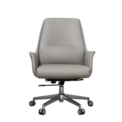 Modern White Orange Leather Ergonomic Executive Office Chair Image - 24