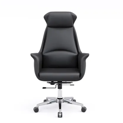 Modern White Orange Leather Ergonomic Executive Office Chair Image - 29