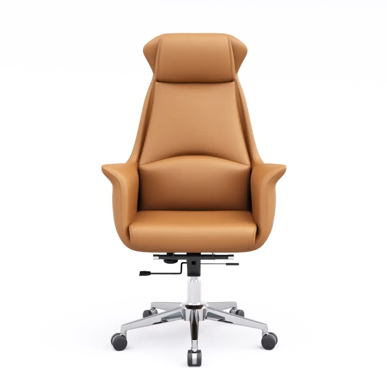 Modern White Orange Leather Ergonomic Executive Office Chair Image - 30