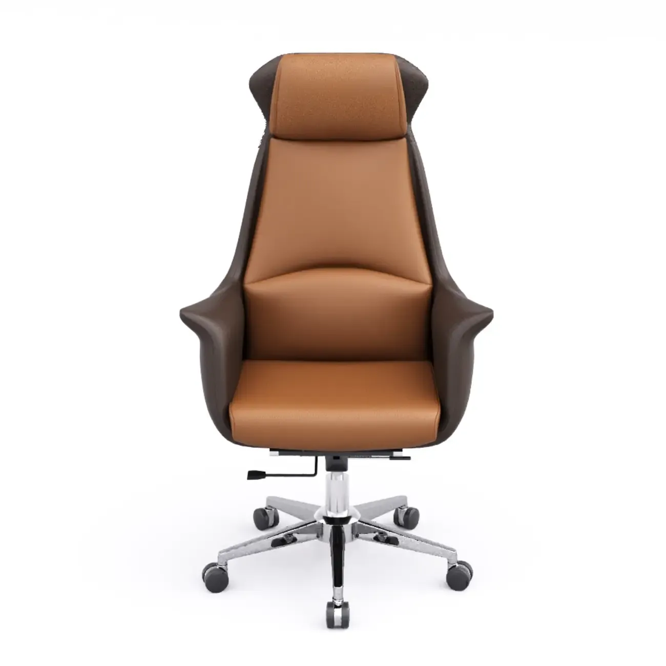 Modern White Orange Leather Ergonomic Executive Office Chair Image - 31