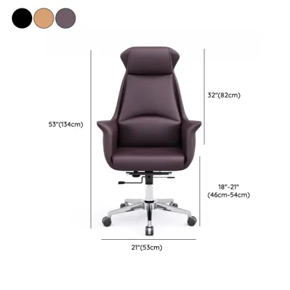Modern White Orange Leather Ergonomic Executive Office Chair Image - 36