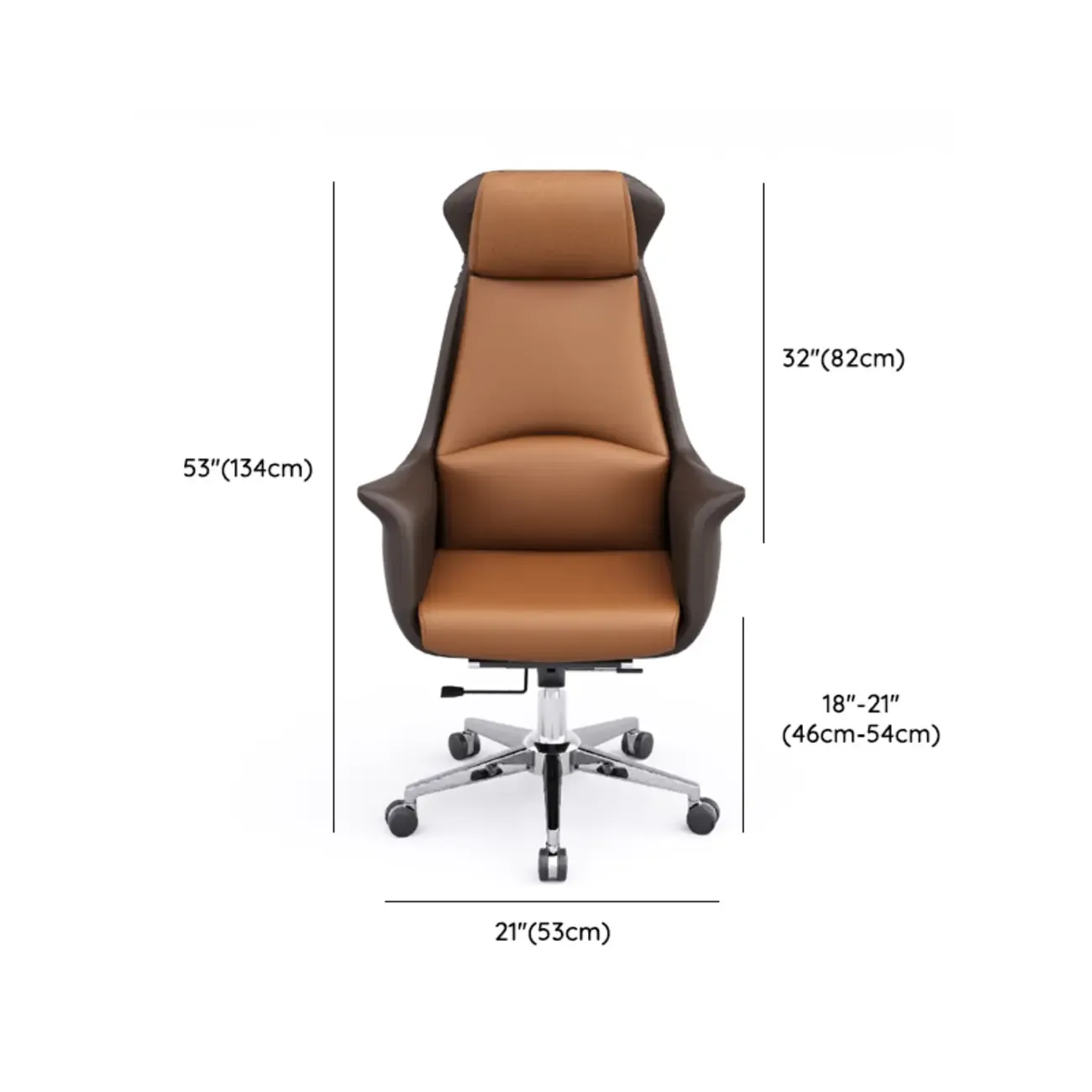 Modern White Orange Leather Ergonomic Executive Office Chair Image - 37