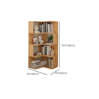 Natural Finish L-Shaped Vertical Wood Open Back Bookcase #size