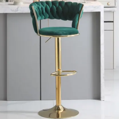 Glam Gold Metal Round Adjustable Bar Stools Image - 4