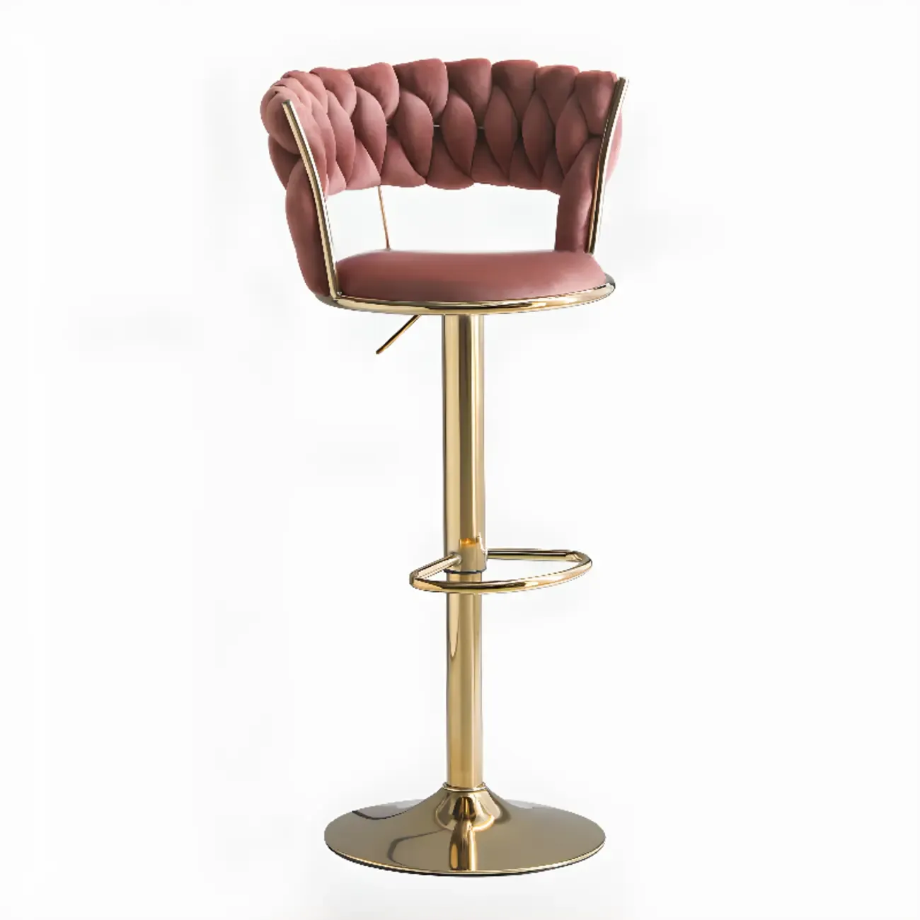 Glam Gold Metal Round Adjustable Bar Stools Image - 15