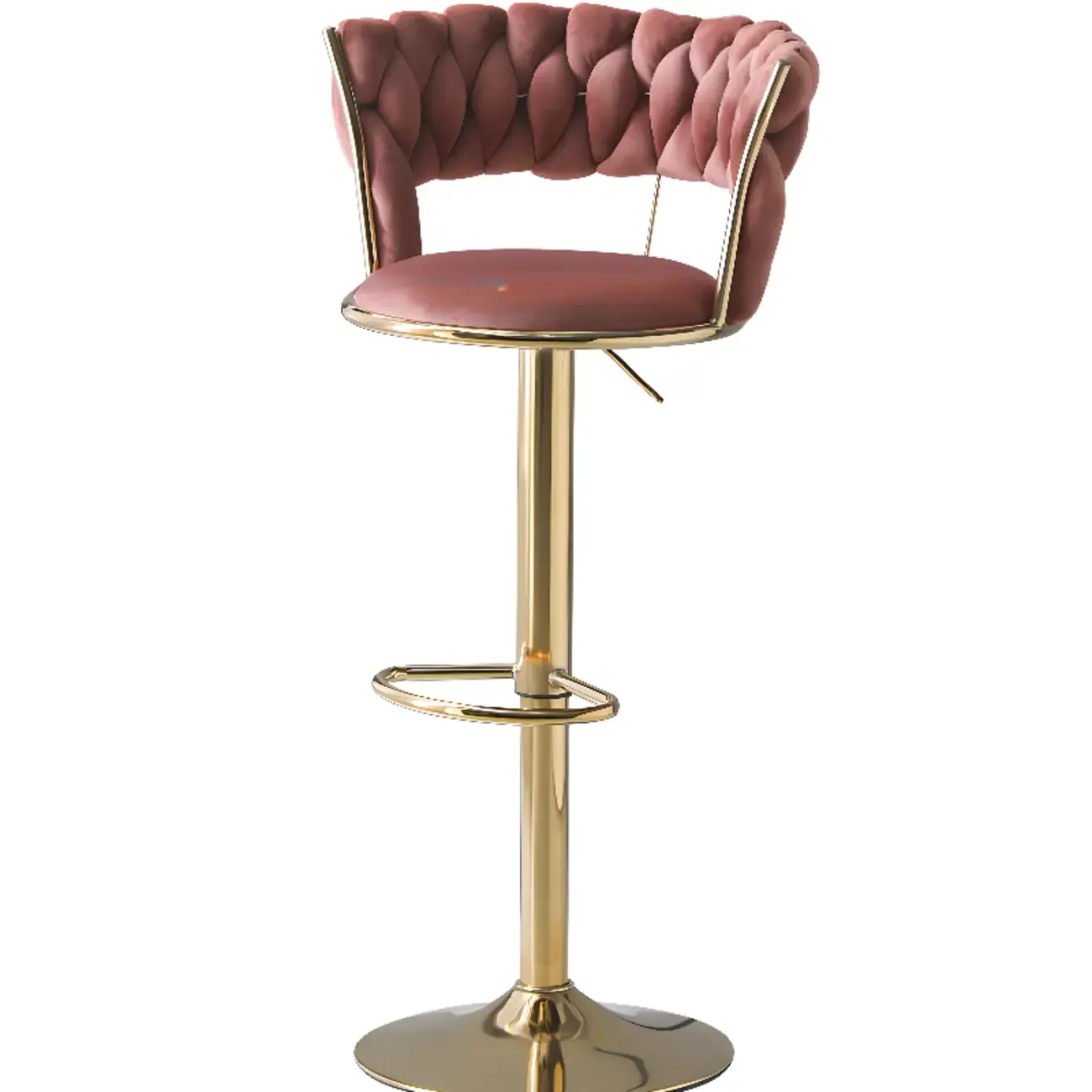 Glam Gold Metal Round Adjustable Bar Stools Image - 16